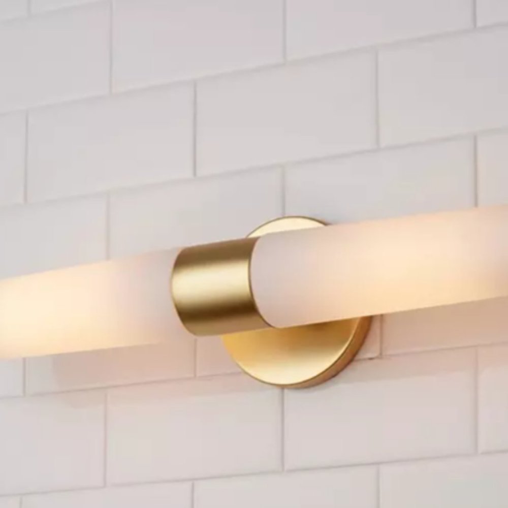 New Gold and Frosted White Bathroom Vanity Lights (includes 2 fixtures)